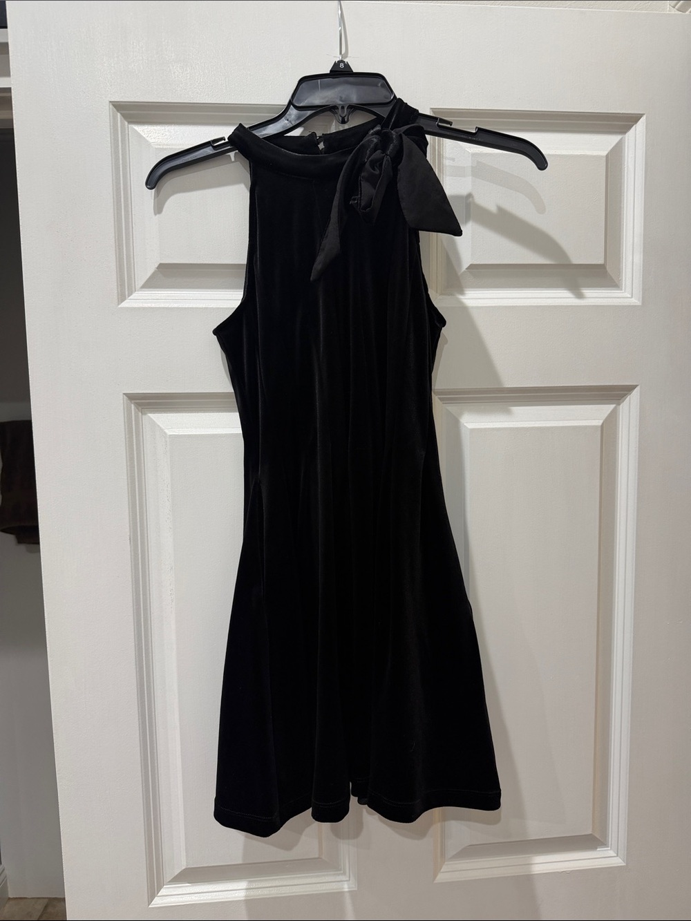 GB girls Black Velvet Tie-Shoulder Mini Dress